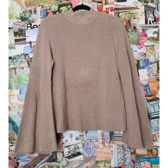 Tan 525 America Bell Sleeve Cotton Sweater S - Picture 1 of 5